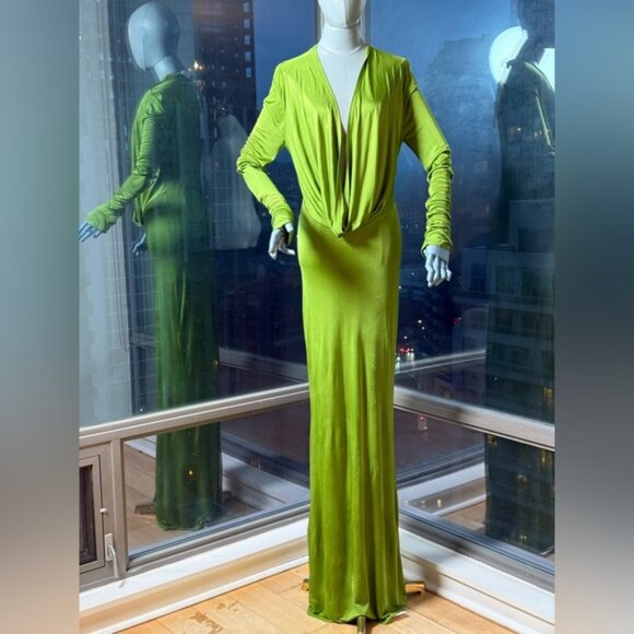🆕 RAT & BOA 🧿 NWOT Octavia Long Sleeve Column Maxi Dress, Green - Sz L US 8 - Picture 2 of 15